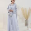 Robe abaya deux pièces satin, kaftan Dubaï perlé – Image 3