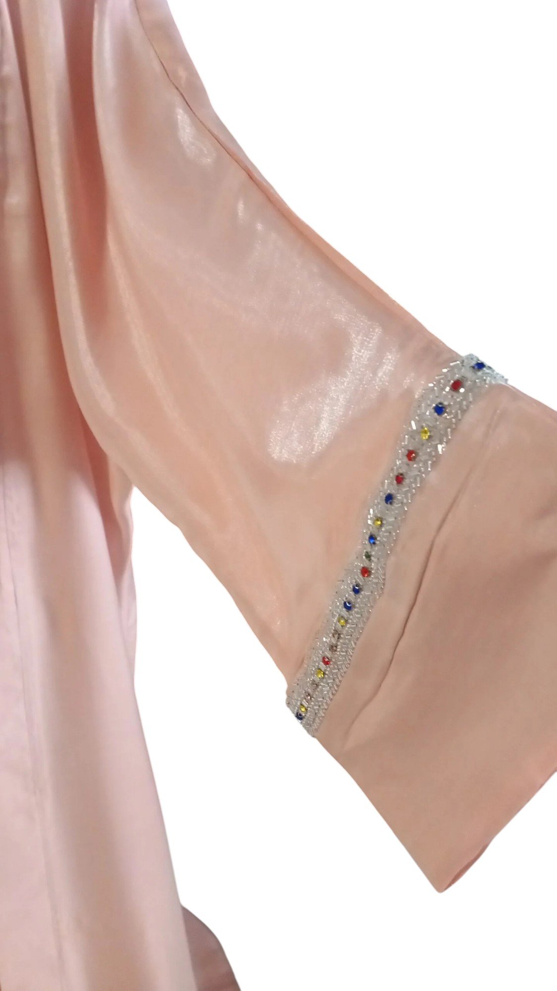 Robe Longue Satinée + Gilet Deux Pièces – Rose saumon – Image 5