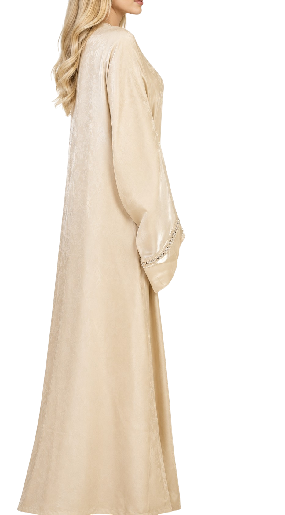 Abaya Femme Longue Sans Manches avec Ceinture – Robe Ample et Fluide avec Gilet Satiné – Ensemble Élégant et Modeste – Image 2