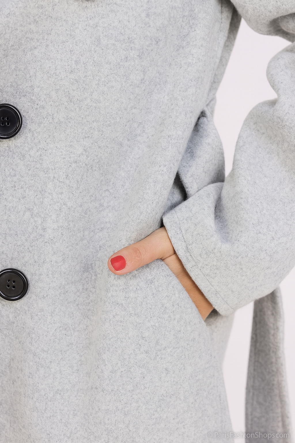 Manteaux en laine pour femme – doubele boutonnage – Automne et hiver – Trench avec ceinture – avec poches – Image 3