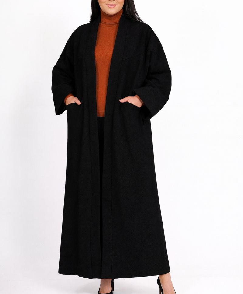 Manteau Long Mastour Noir Femme avec poches