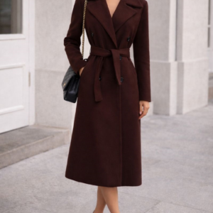 Manteaux en laine pour femme – doubele boutonnage – Automne et hiver – Trench avec ceinture – avec poches