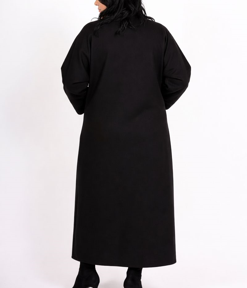 Manteau Long Mastour Noir Femme avec poches – Image 2