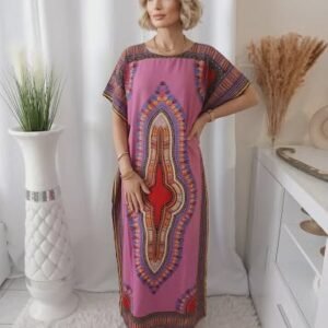 Dashiki – Robe africaine pour femmes, coton, manches chauve-souris, élégante, longue