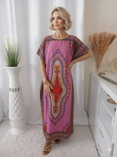 Dashiki – Robe africaine pour femmes, coton, manches chauve-souris, élégante, longue
