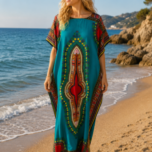 Kaftan dashiki femme – Robe longue bohème – Look oriental africain