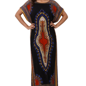 Robe longue style dashiki – Motif ethnique africain – Fluide et confortable