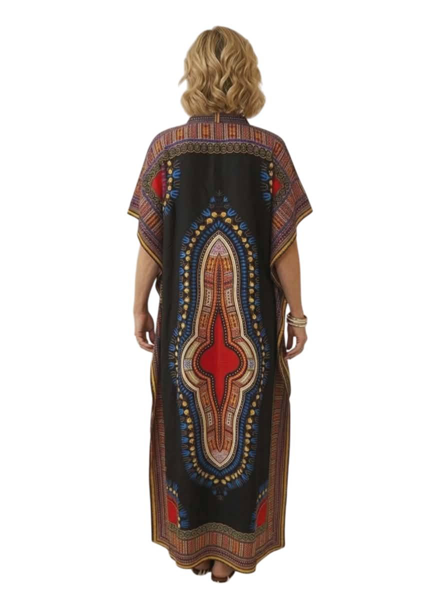 Robe longue style dashiki – Motif ethnique africain – Fluide et confortable – Image 4
